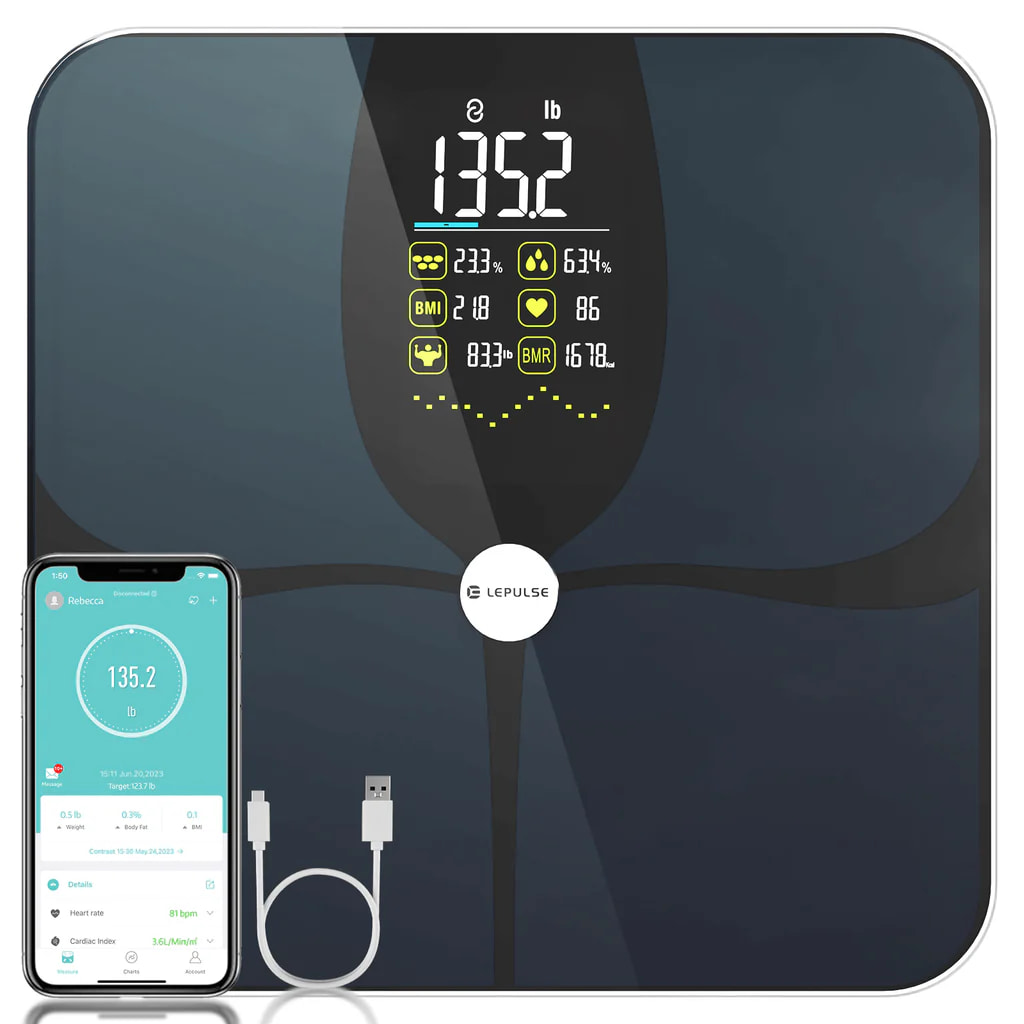 FSA & HSA Eligible 15 Body Composition Rechargeable BMI Smart Weight Scale Lepulse F4 Pro