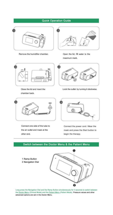 Quick Operation Guide of CPAP Machine