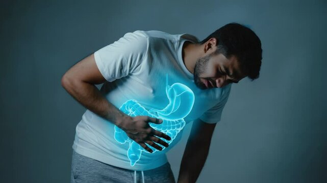 A man is experiencing gastrointestinal discomfort